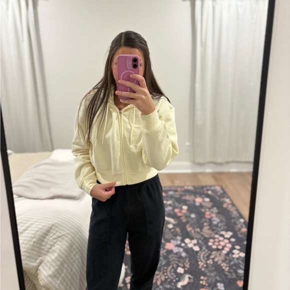 Athleta Tops - Athleta Yellow Forever Fleece Cropped Full Zip Size XXS